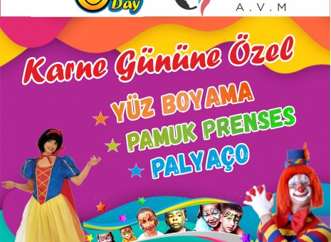 Karne Gününe Özel Tüm Çocuklara Cuma, Cumartesi, Pazar günleri Yüz Boyama, Pamuk Prenses ve Palyaço Funnyday Bendis AVM’de! 